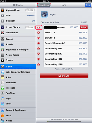 iCloud Backups, Individual Items